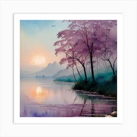 Sunset At The Lake 1 Art Print