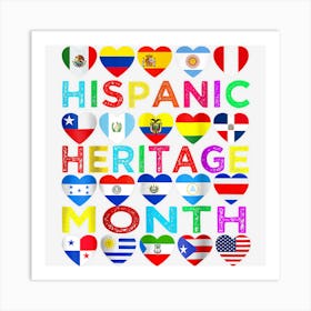 Hispanic Heritage Month National Latino Countries Flags Art Print