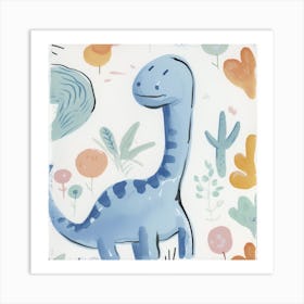 Cute Muted Apatosaurus Dinosaur   3 Art Print