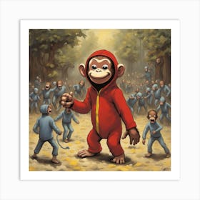 Monkeys In The Woods 1 Art Print