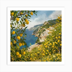 Amalfi View With Lemons Travel Painting Italy Art Print 3 Art Print