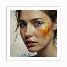 Woman With Paint On Her Face Art Print