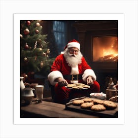 Santa Claus Eating Cookies 6 Art Print