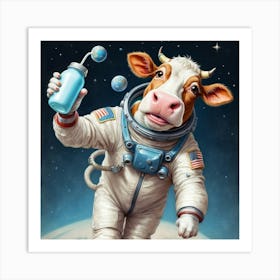 Cow In Space 2 Art Print