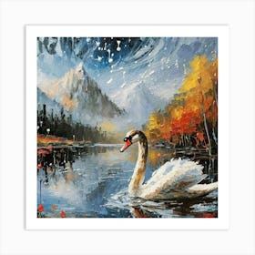 Swan In The Lake 1 Art Print