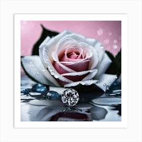 Rose With Diamond Art Print