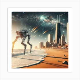 Aliens On The Beach - Futuristic Art 2 Art Print