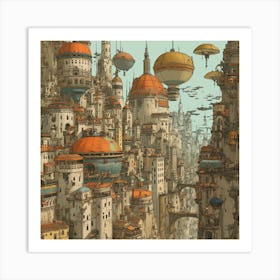 City In The Sky Creative Sci Fi Art Print