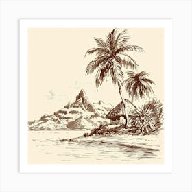 A Tahiti In French Polynesia Hand Drawn Sketch I 1720357144 2 Art Print