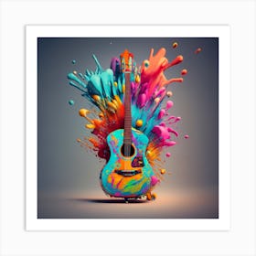 Colorful Acoustic Guitar Art Print