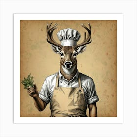 Chef Deer 4 Art Print