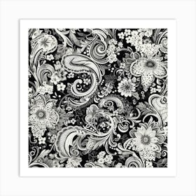 Black And White Paisley Art Print