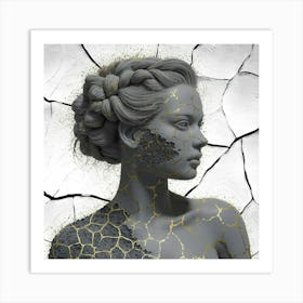 Woman With Cracked Skin Art Print