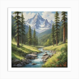 Mountain Stream Art Print Paintings 3 Art Print