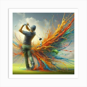 Golfer Splashing Paint Art Print