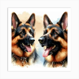 German Shepherd Painting in water color Art Print