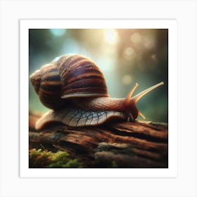 Snail Shell Nature Animal Mollusk Slowly Tree Macro Art Print