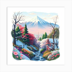 Mountain and river Art Print