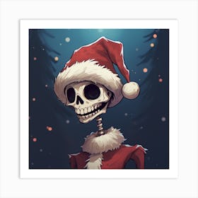 Skeleton Santa Art Print