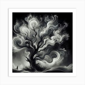 Abstract modernist Smoky tree 1 Art Print