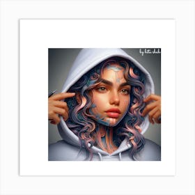 Girl In A Hoodie Art Print