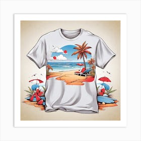 Beach Scene T - Shirt Design Art Print