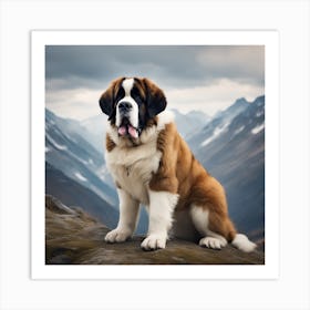 St Bernard Dog 3 Art Print