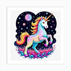 Valentine's Day Lovely Cat Riding a Unicorn 122 Art Print