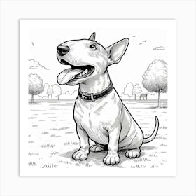 Line Art bull terrier dog 1 Art Print