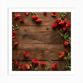 Anzac Day Wooden Table From Above Banner Texture 17 Art Print