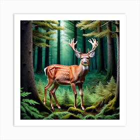 Deer In The Forest 18 Art Print