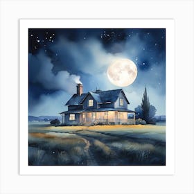 House At Night 1 Art Print