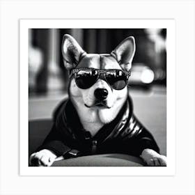 Husky Dog Wearing Sunglasses Art Print