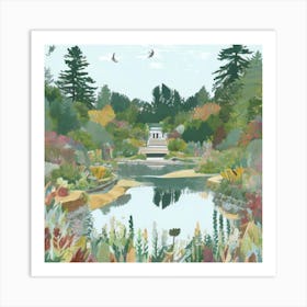 London Garden Coastal Maine Botanical Gardens USA Illustration Art Print Art Print