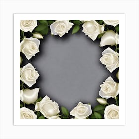 White Roses Frame Art Print