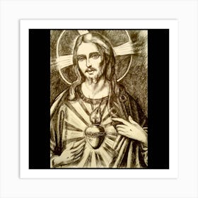 Jesus Shows His Sacred Heart Art Print