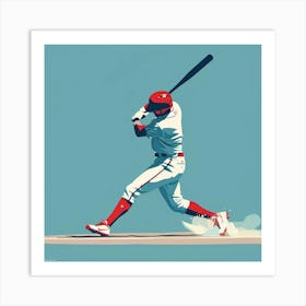 A Baseball Player Hitting Home Run Minimal Illus 1718672829 2 Art Print