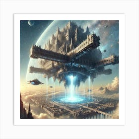 Sky Fortress Emberheart Stable In Mid Air Art Print