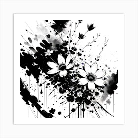 Black And White Flowers 3 Art Print