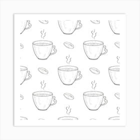 Seamless Pattern With Coffee Cups Poster