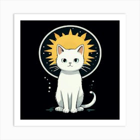 A Curious White Cat Soaking Up The Adoration Of The Sun Exclusively In A Dreamy Head To Toe Faith Art Print