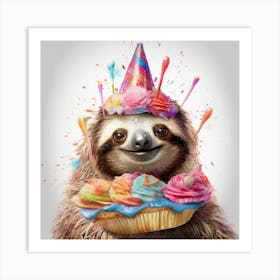 Birthday Sloth Art Print