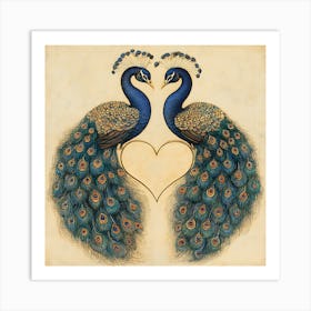 Peacocks In Love 7 Art Print