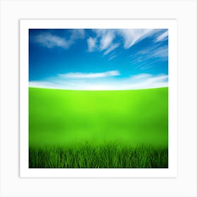 Green Grass A Blue Sky And A Background Of Calm Colors Suitable As A Wall Painting With Beautifu (1) (1) Art Print