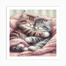 Two Kittens Cuddling Art Print