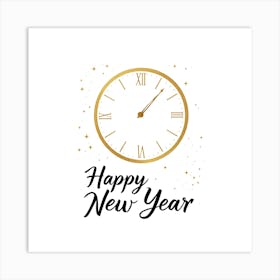 Happy New Year Clock Art Print