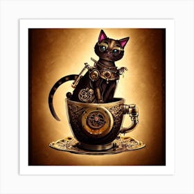 Steampunk Cat 1 Art Print