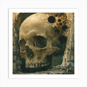 Skull In The Wall Art Print