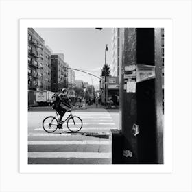Man On Bike In New York City Art Print