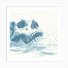 Skull In The Water Art Print